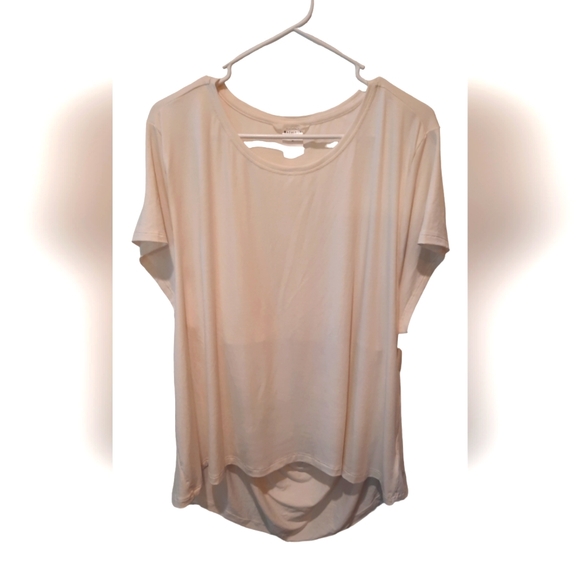 Athleta Blouse Womans 3X Cream Colored Open Back Short Sleeve Classic Casual - Picture 1 of 13
